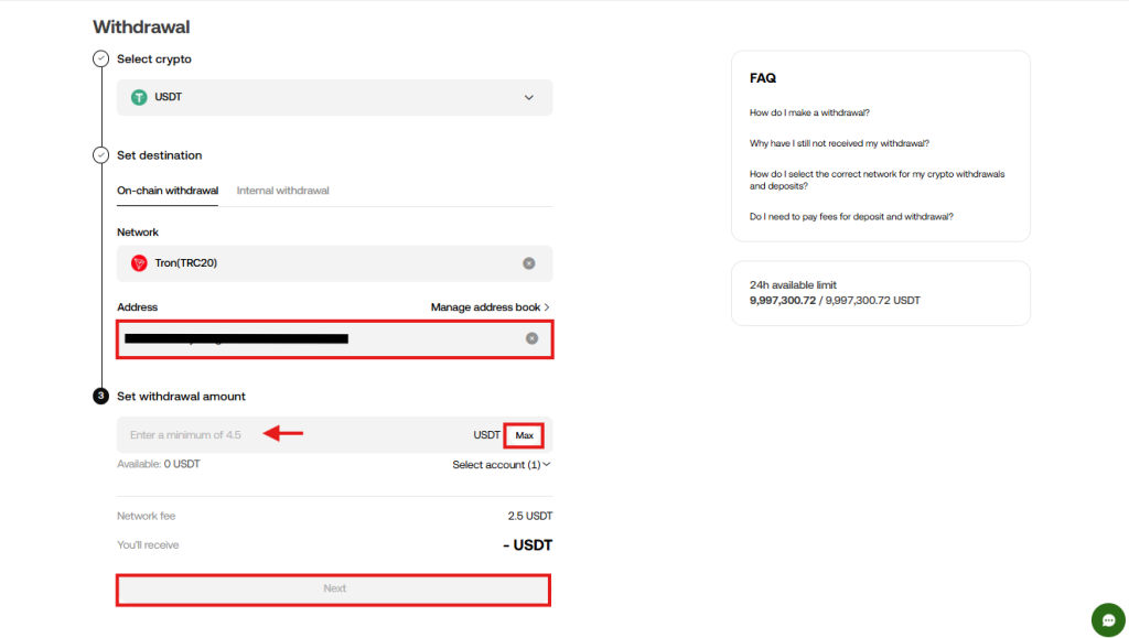 OKX withdrawal Tutorial: Make the withdrawal
