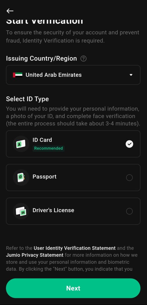 KuCoin App Tutorial: Select country and ID type