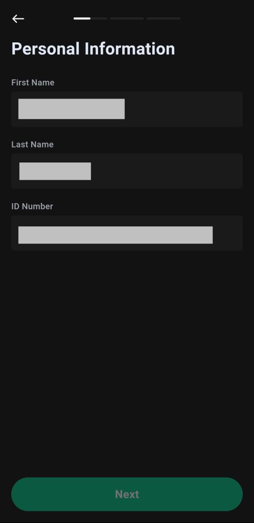 KuCoin App Tutorial: Enter personal details