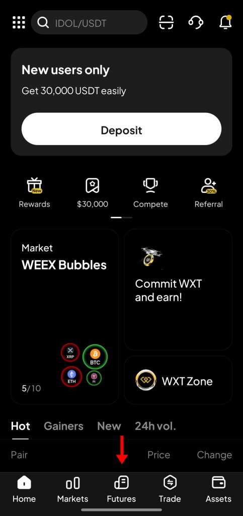 WEEX app Futures Trading Tutorial