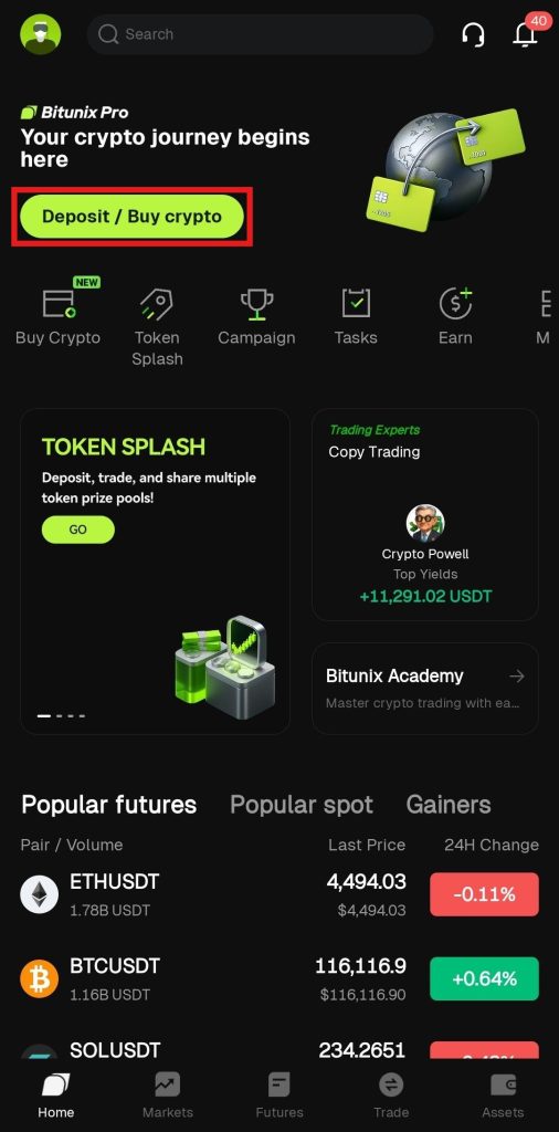 Bitunix Buy crypto with fiat App Tutorial