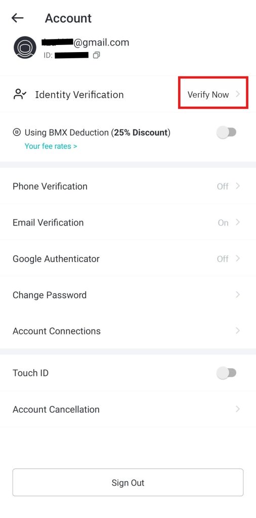 BitMart app Tutorial: Identity verification