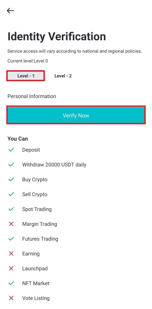 BitMart app KYC Tutorial: Level 1 KYC