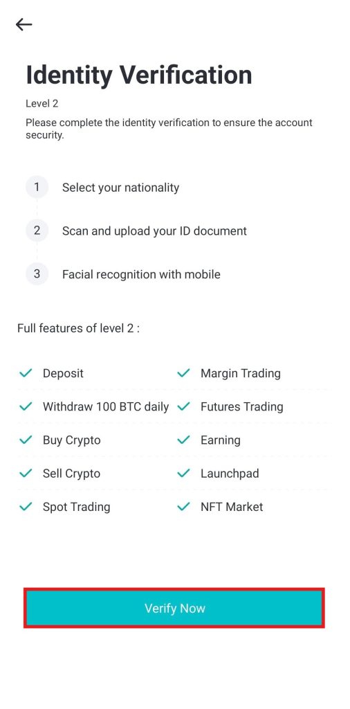 BitMart app KYC Tutorial: Level 2 KYC verification