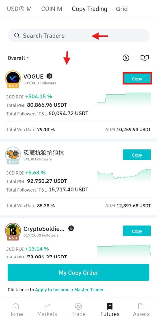 BitMart App Copy Trading Tutorial: Select a copy trader