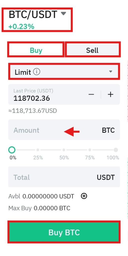 BitMart App Spot trading Tutorial: Place an order