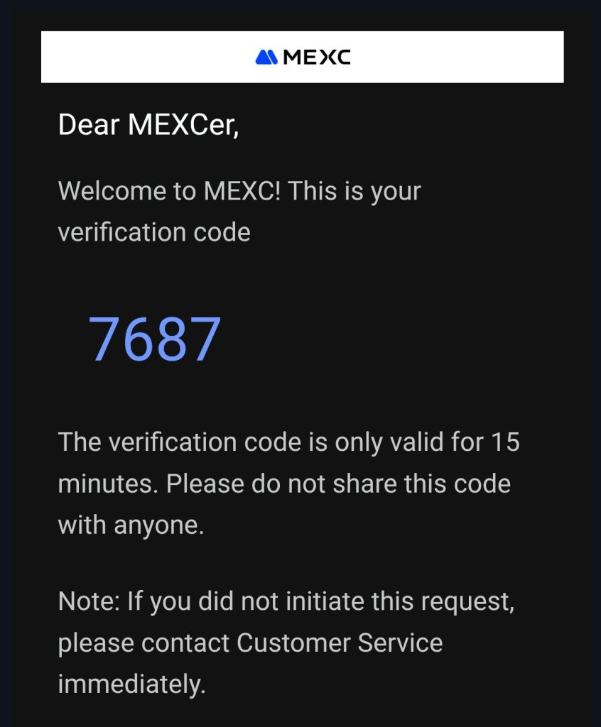MEXC App Tutorial: verify your email