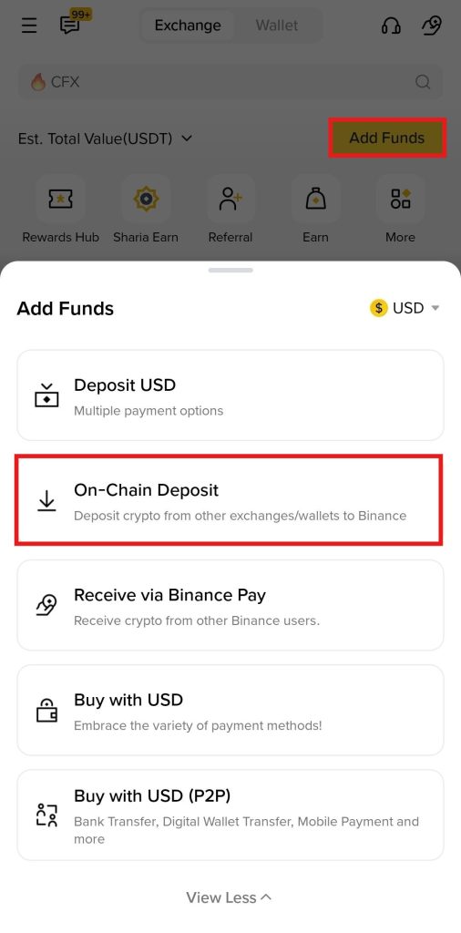 Binance App Fiat deposit Tutorial: On-chain deposit